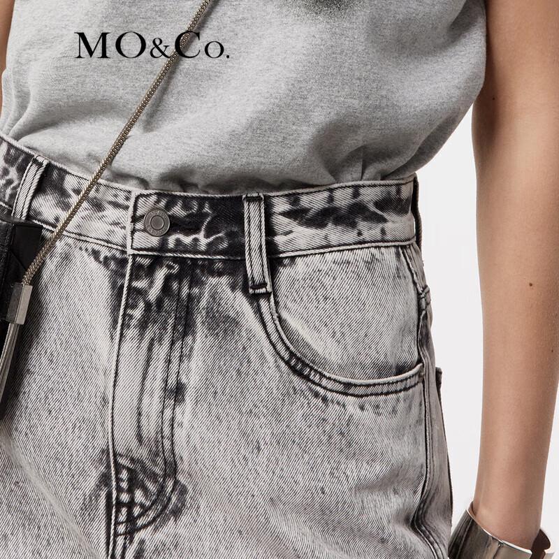 MO&Co. Denim Laser-Ripped Fishtail Skirt