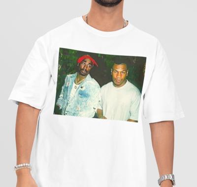 Unisex Shirt Cotton Oversize Large Size Tupac & Mike Tyson T-Shirt | Hip-Hop & Boxing Legends Tee | 90s Rap Icon Shirt
