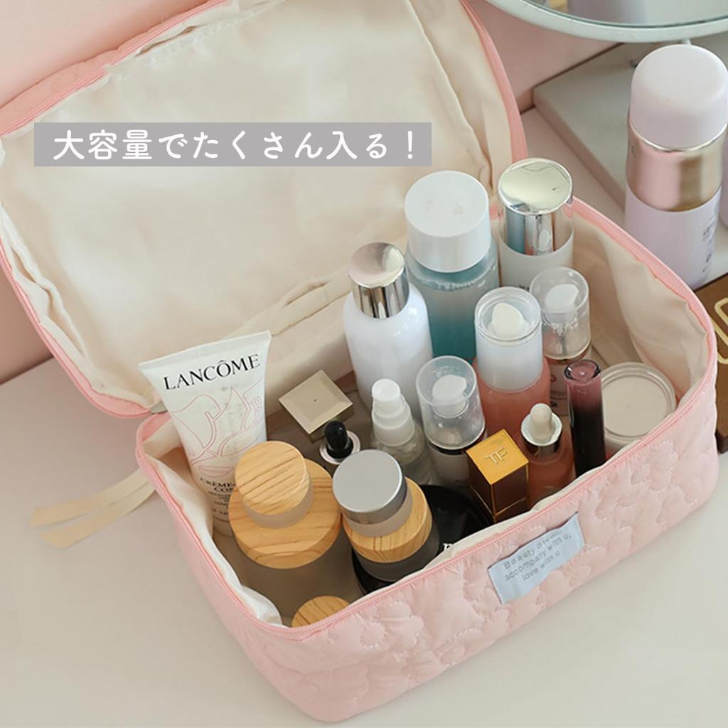 Cosmetic Set of Large and Cosmetic Makeup Stylish and Large Small Item Lightweight Queen-b Pouch, 2, Small, Bag, Pouch, Case, Box, Cute, Capacity,