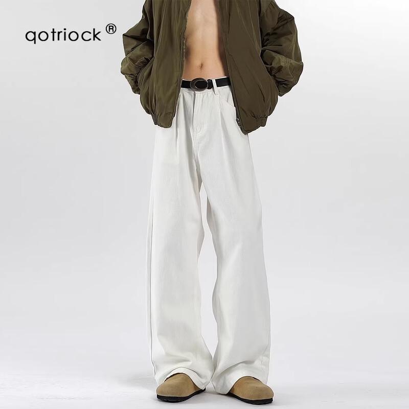 QOTRIOCK Men s High Street Straight Fit Denim Jeans L