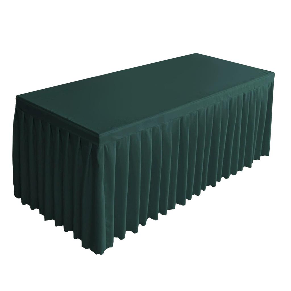 4FT Rectangular Polyester Tablecloth Wrinkle Resistant Table Skirt with Pleated Design for 120x60x75cm Tables Suitable for Event and Banquet Use