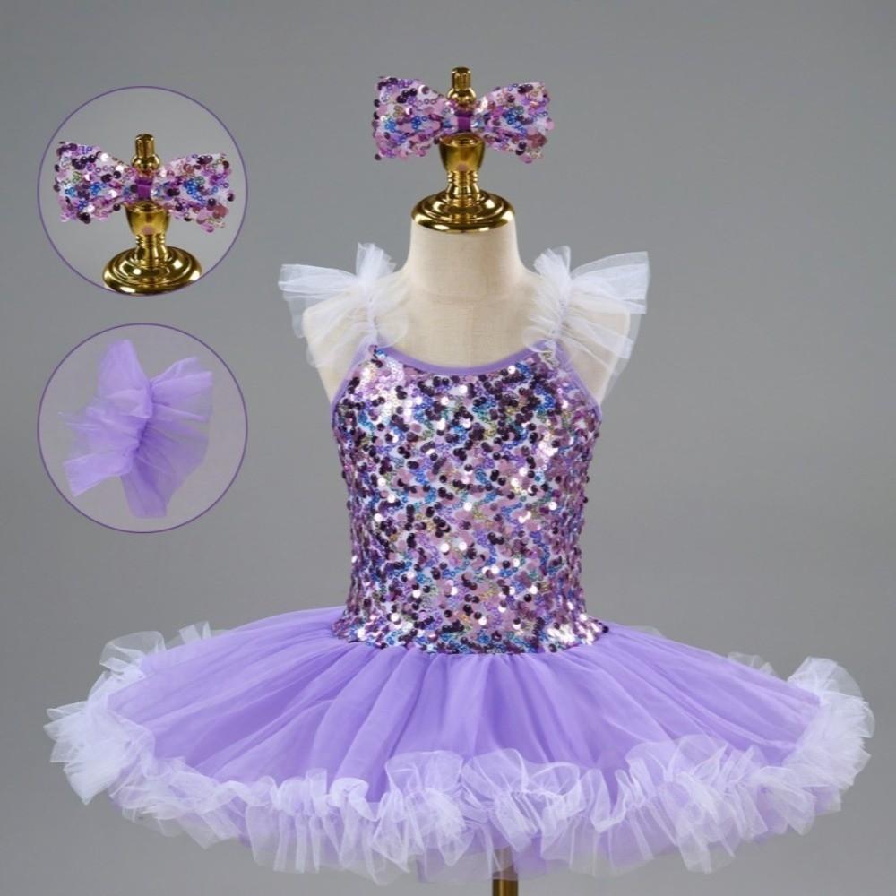 Fashion Sequin Kids Ballet Dress Modern with Headwear Ballet Tutu Party Dress Puffy Princess Dress Children