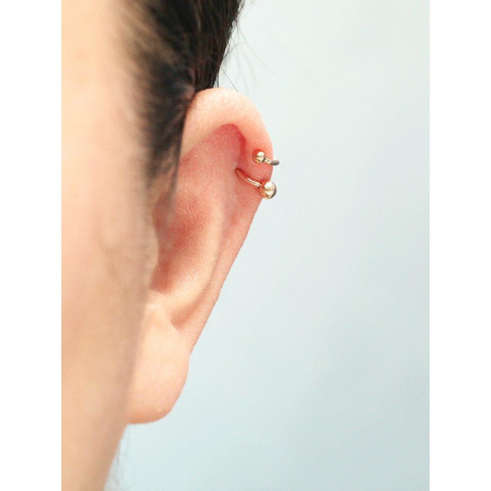 14K earlobe twist ball piercing 1.2mm thickness