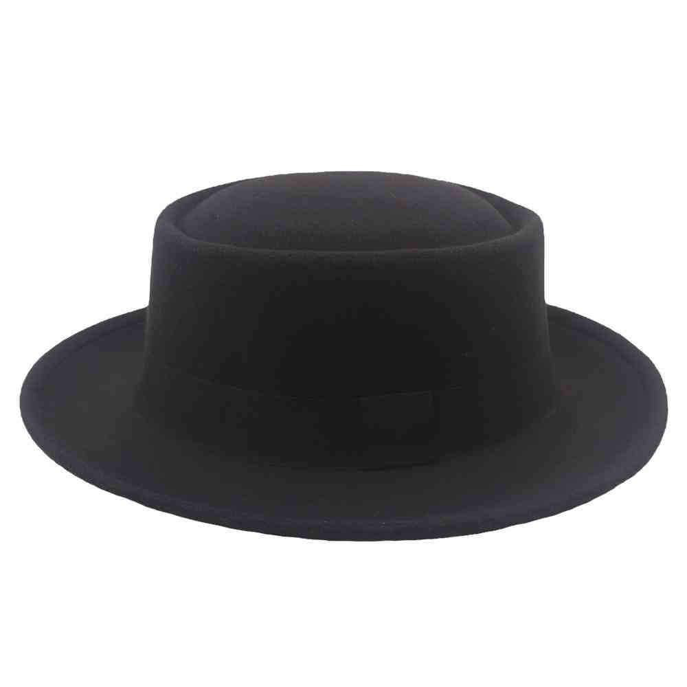 Retro woolen top hat, new hat for women and men, fashionable upturned hat temperament, advanced sense of shading and sun protection
