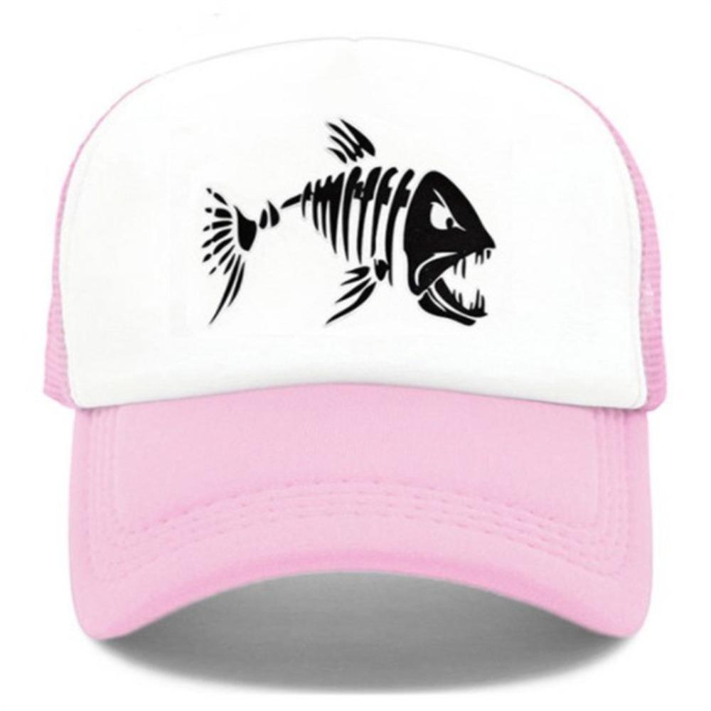 Popular Fish Bone Printed Mesh Hat Baseball Cap, Summer Sunshade Men's and Women's Vacation Sunscreen Hat
