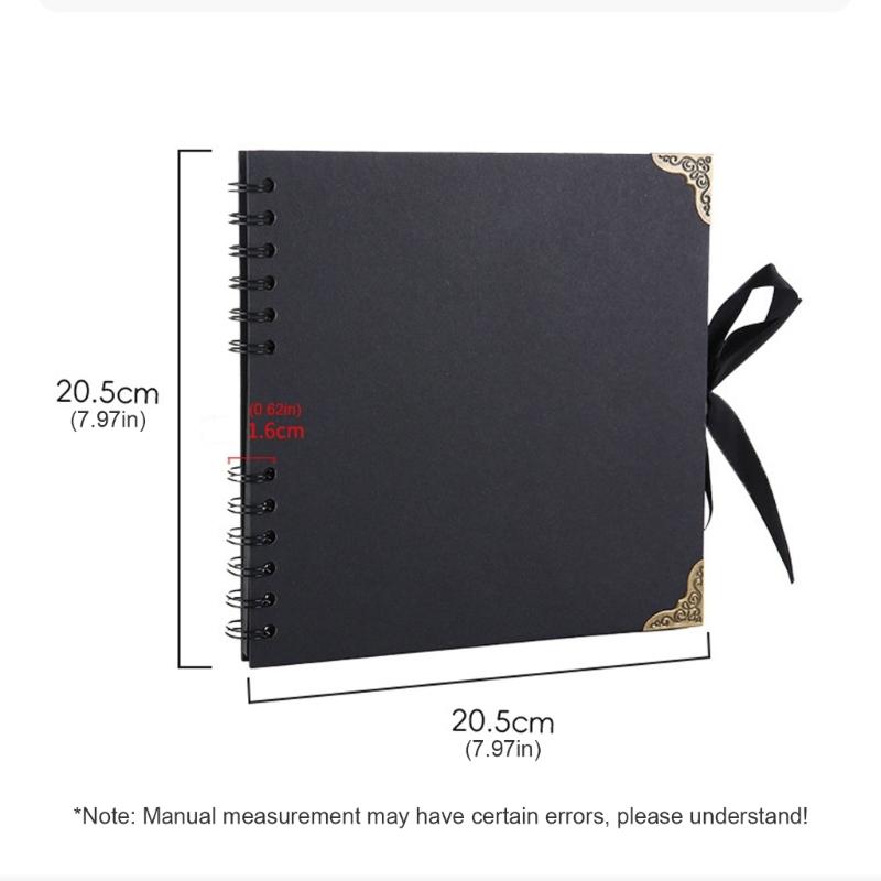 DIY Scrapbook Album 8palcová čtvercová prázdná stránka pro uchování vzpomínek Papír 30 listů Držák na fotografie Kniha vzpomínek s mašlí