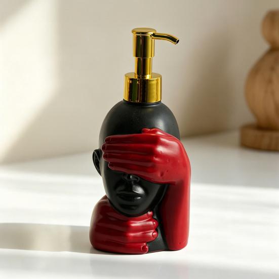 200ml Dispensing Bottle, Smooth Foaming Artistic Black Red Design Soap Bottle, Large Capacity Soap Dispenser for Bathroom Decor
