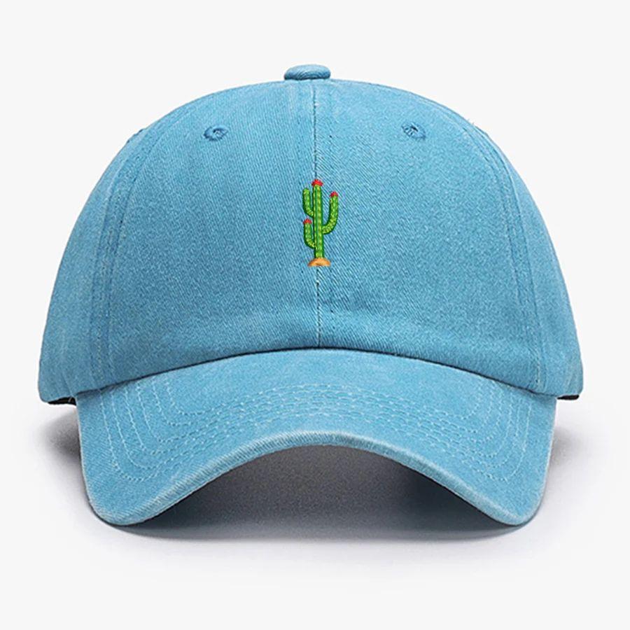 Mini-Kaktus Vintage Weiche Baseballkappen Herren Damen Gewaschene Mütze Sport Angeln Papa Visier Sommer Herbst Modekappe Adjustable blue