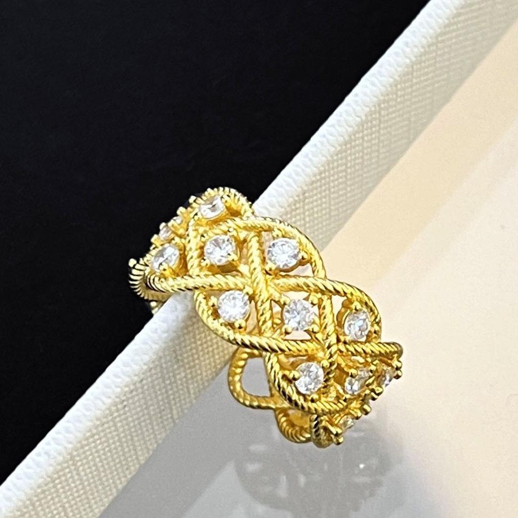 Vintage-Style French Brushed Flower Ring – Luxury Women's Fashion Jewelry