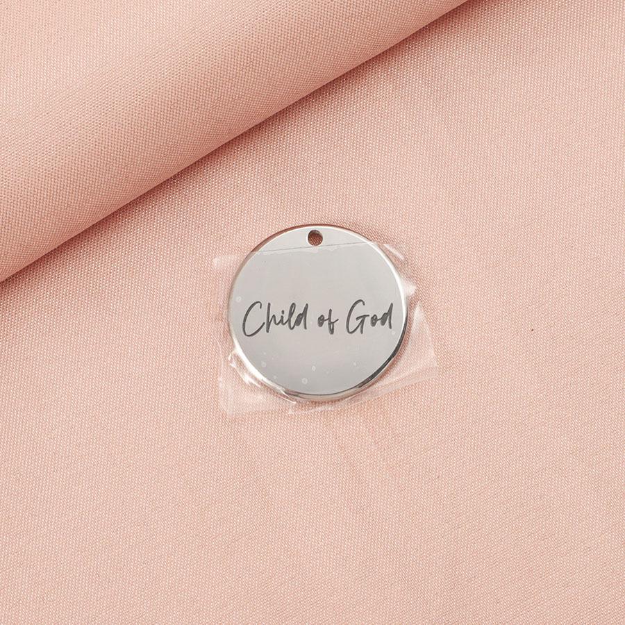 

Stainless Steel Alphabet Charm Pendant - Corroded Blackened Finish, Child of God Theme