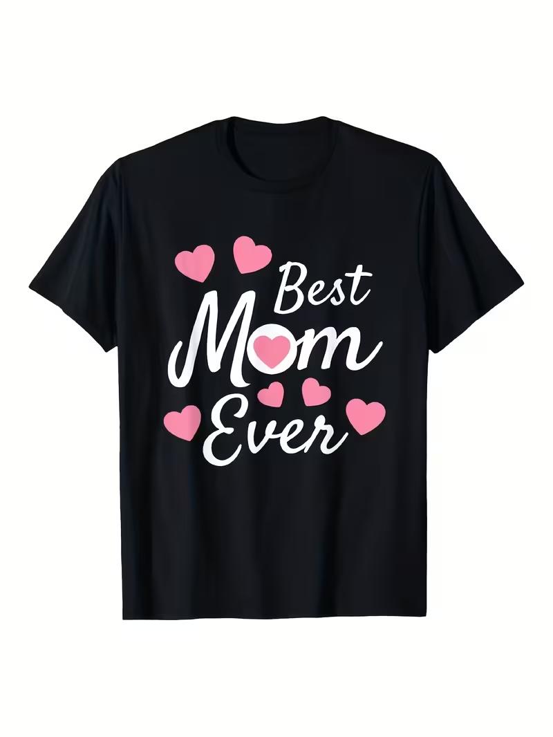 

Best Mom Ever Print TShirt Casual Round Neck Short Sleeve Blouse Wo Clothing Top for Wear Gift for Mothers Everyday Outfits 4XL