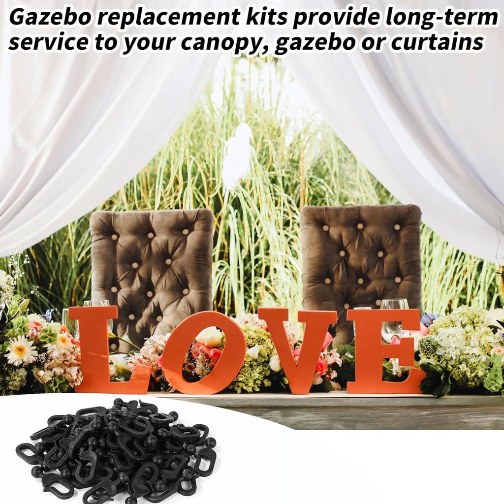 50 Pieces Gazebo Curtain Track Heavy Duty Drapery Hooks Windproof Invisible Netting Hanger Outdoor Gazebo Hardware for Camping