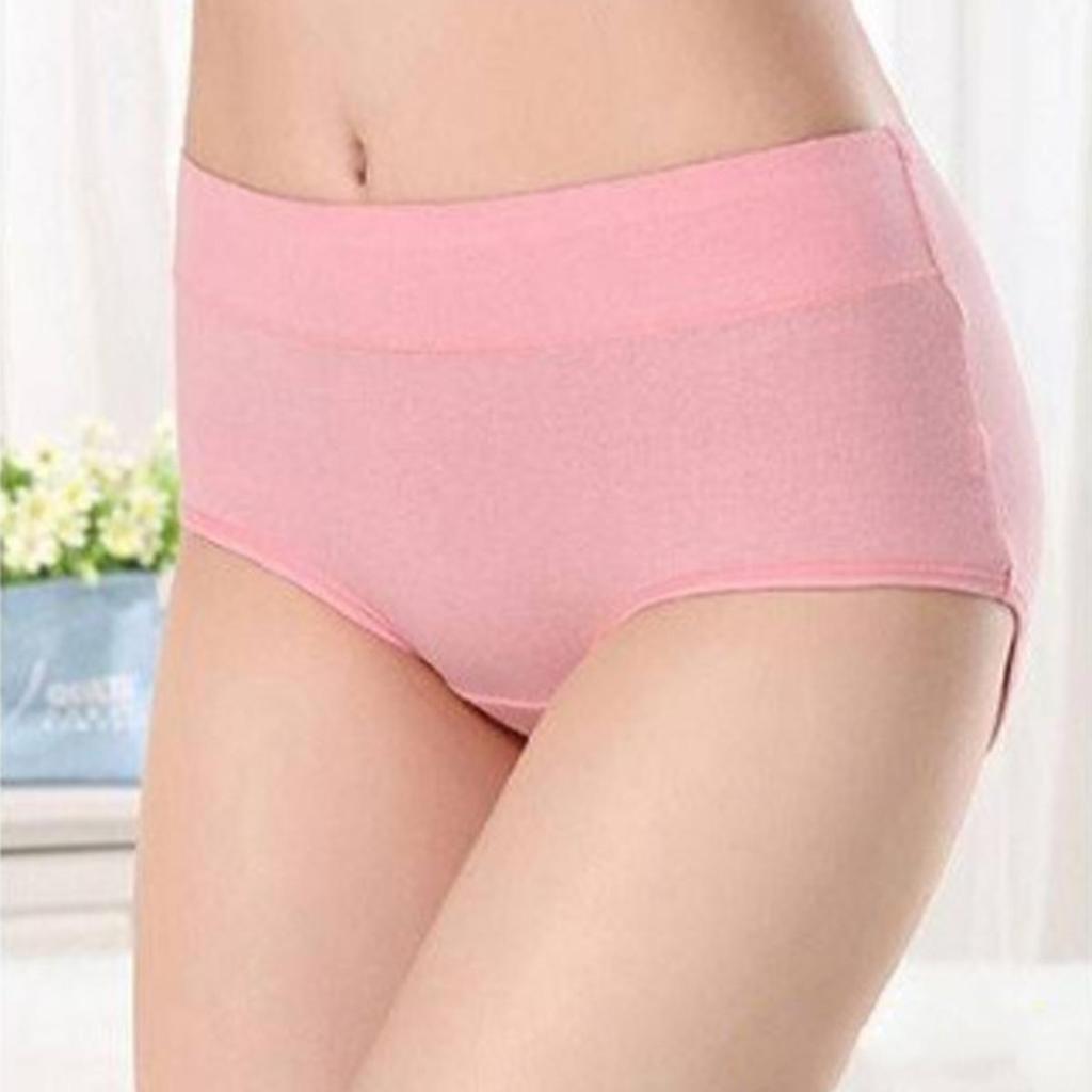 Sexy mid-waist 95% cotton women's briefs in solid colors