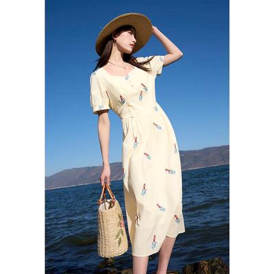 Sancai French Style Embroidered Cotton Dress