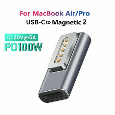 Adaptor magnetic PD tip C USB pentru Magsafe 1 2 MacBook Air Pro Indicator LED Încărcare rapidă 100W Adaptor cu mufă magnetică