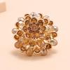 Retro Crystal Flower Ring - European & American Light Luxury Diamond Statement Piece