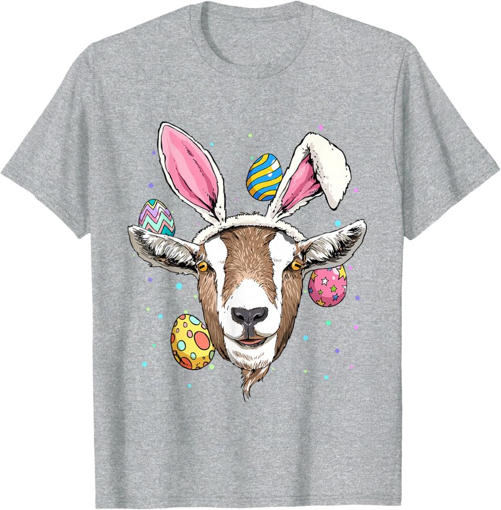 Easter Bunny Goat Graphic Tee Funny Farm Animal Lover Spring Holiday T-Shirt