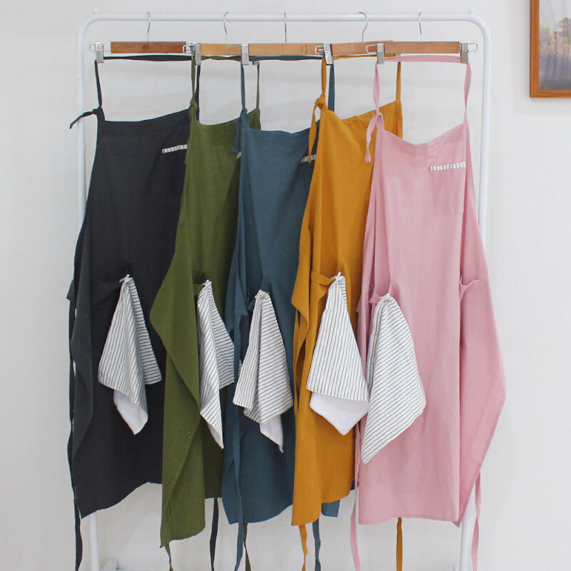 Luna Megan Cotton Linen Long Apron Pink pink