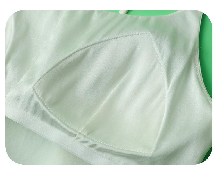 16mm Mulberry Silk Satin No-Bra Bandeau Camisole with Fixed Cups