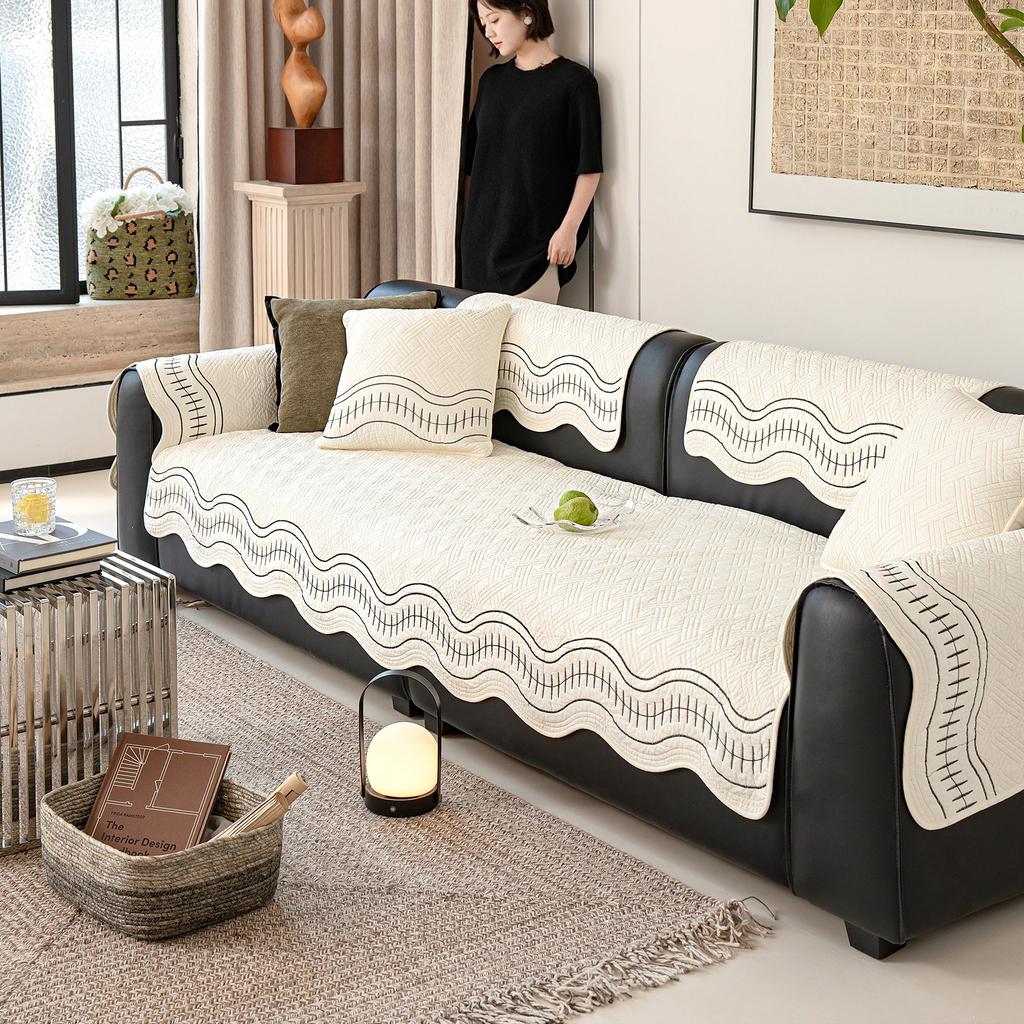 Sofa Cushion New Four-season Universal Non-slip High-end Sense Straight Row Leather Sofa Seat Cushion Cover Cloth Towel