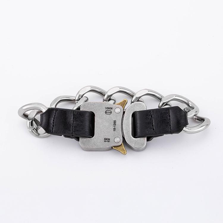 Men's Titanium Steel Hip-Hop Chain Bracelet, European & American Style, Safety Buckle.