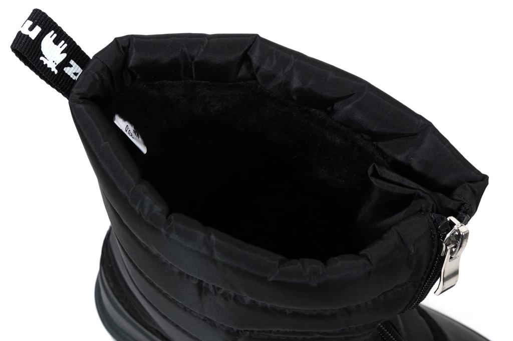 Mozu Bean Down Boots with Inner Boa and Center Zipper, Women's, Black, Size 24cm