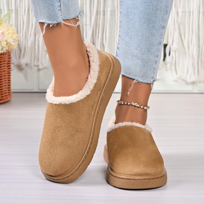 2025 NEW Winter Thick Bottom Retro Round Head Slip-On Casual Warm Cotton Boot Women Half Slippers Rubber Sole Boot