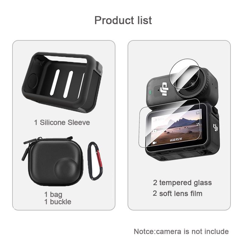 Für DJI Osmo Nano Schutz-Kit Silikonhülle Gehärtete Glasfolie für Bildschirm & Linse Aufbewahrungstasche Kratzfest Stoßfest Schutz