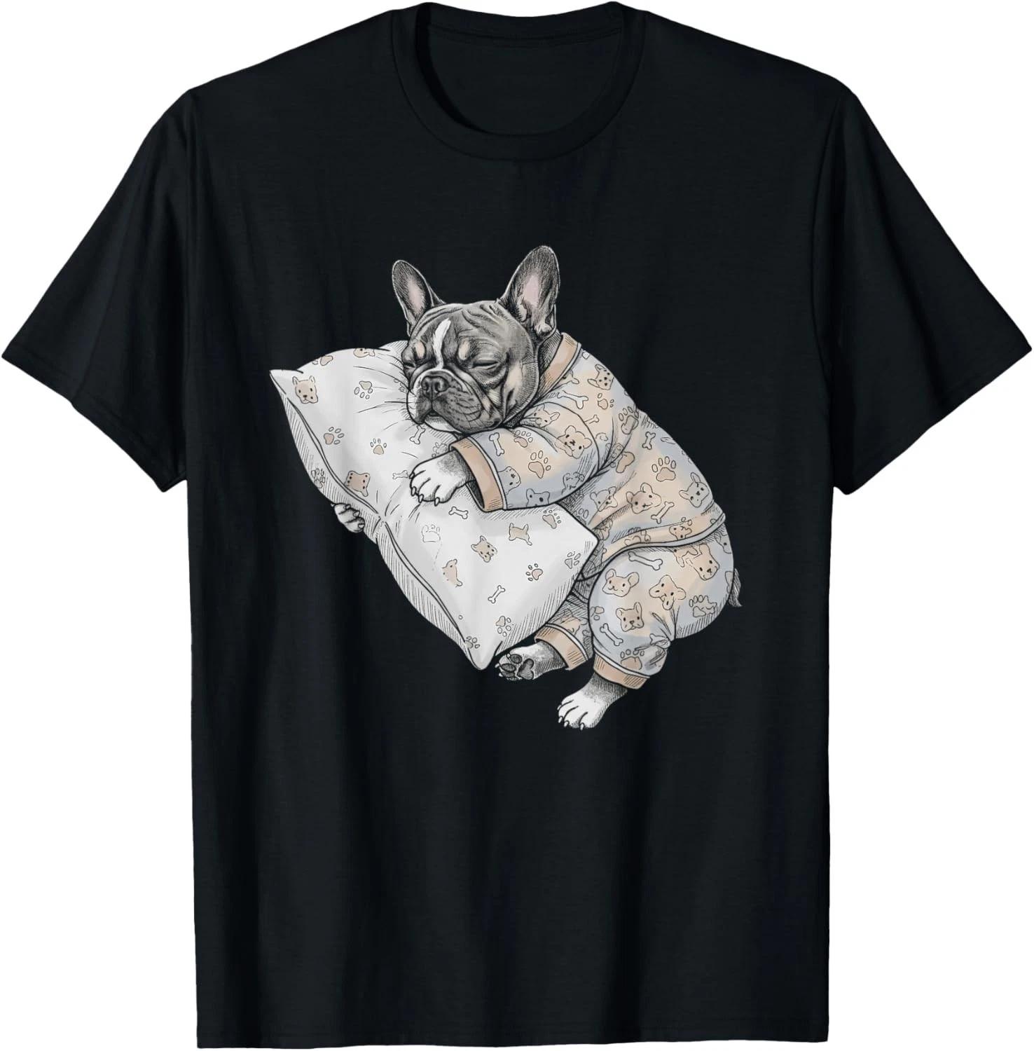 Funny Sleepy French Bulldog Frenchie Pajama Men Women Gift Unisex T-Shirt 2XL