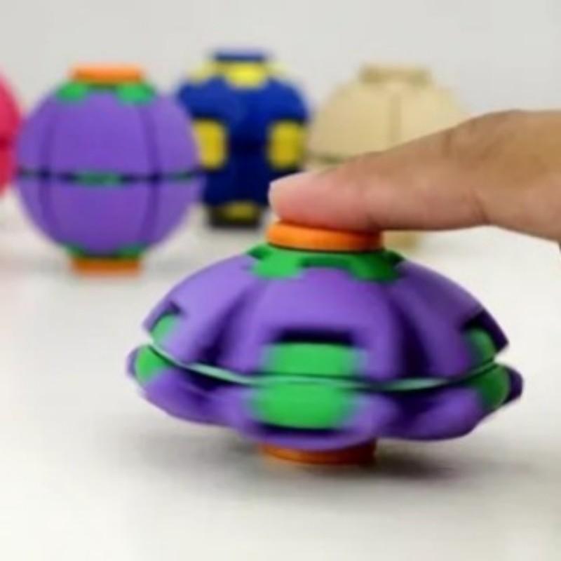 New Creative Stress Relief Finger Toy - Press to Transform and Spin Fidget Gyro - Anxiety Relief Sensory Novelty Gift