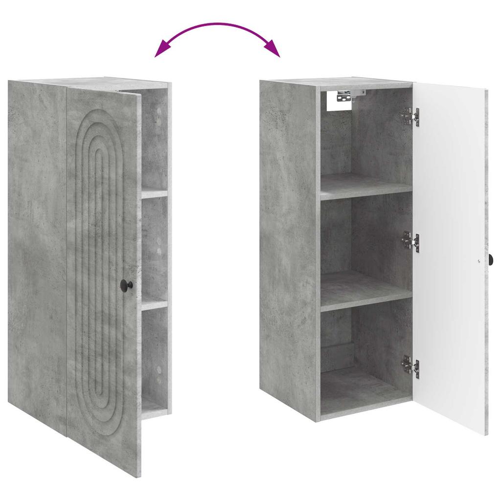 Wall Mounted Cabinet Concrete Grey 33 x 34.5 x 90 cm Particleboard