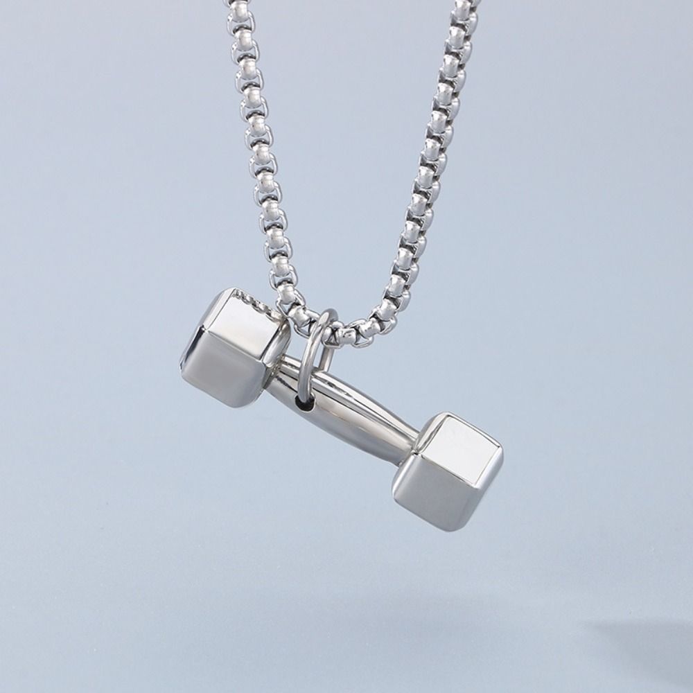Mini Fitness Series Pendants Titanium Steel Dumbbell Sports Necklace Dumbbell Necklace Bodybuilder
