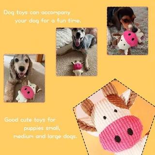 

Squeaky Plush Dog Toy Cow Shape Corduroy Chew Bone with Squeaker for Puppy Teething Chewing Molar Training Interactive XS