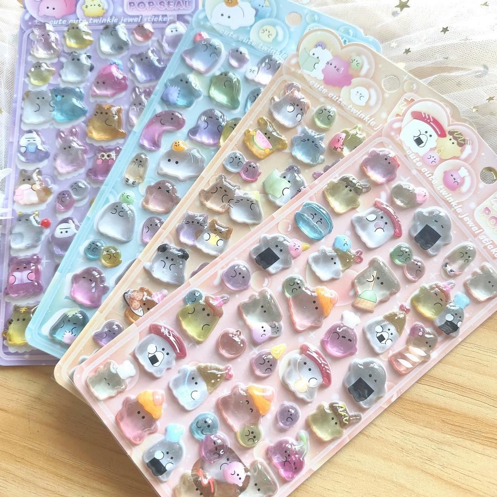 1ks-4ks Roztomilé Průhledné Pop Seal reliéfní křišťálové 3D samolepky - Rozkošná dekorace pro scrapbook, telefony a DIY řemesla Anime obchod