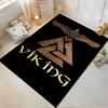 Black Viking Carpet with Nordic Rune Symbols and Eagle Design Suitable for use as an anti-slip for living room bedroom sofas
