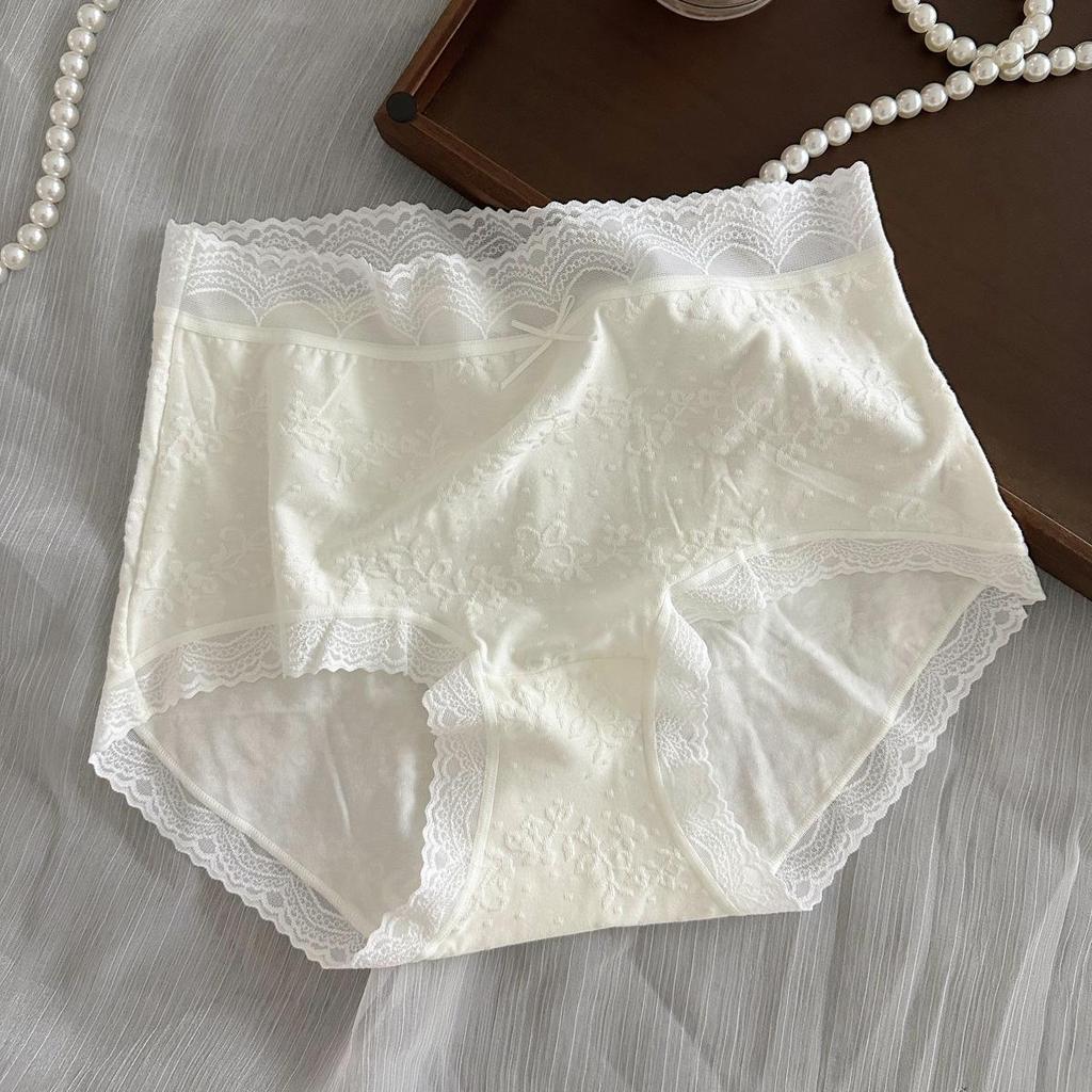 Exquisite Floral French Jacquard Lace-Trim Women's Cotton Panties - Skin-Friendly, Sexy, Hip-Wrapping