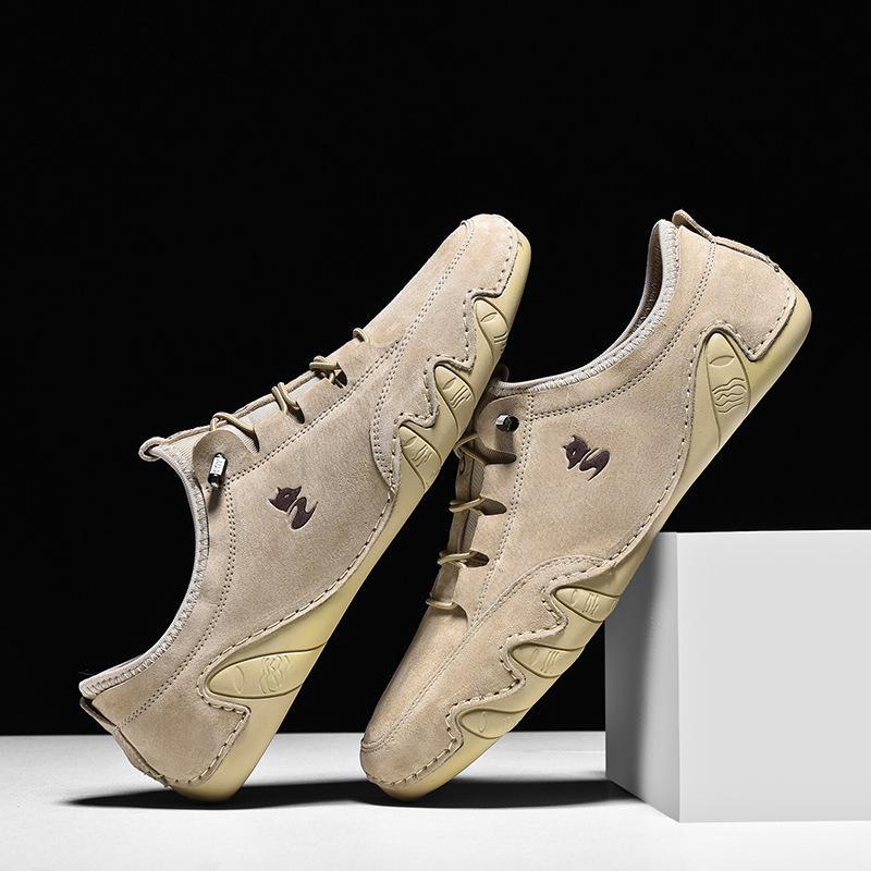 LDECK Men's Large Size Leather Low-Top Casual Martin Shoes