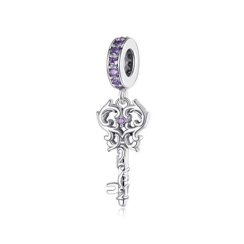 925 Silver Heart Lock Key Charm Pendant for Bracelet Jewelry DIY Gift Dangle Beads Keychain
