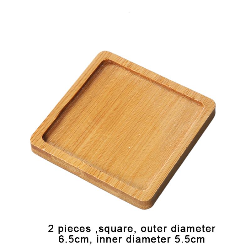 Einfacher Stil Hausdekoration Sukkulenten Bonsai Halter Runde Quadratische Blumentopf Basis Bambus Holz Tablett