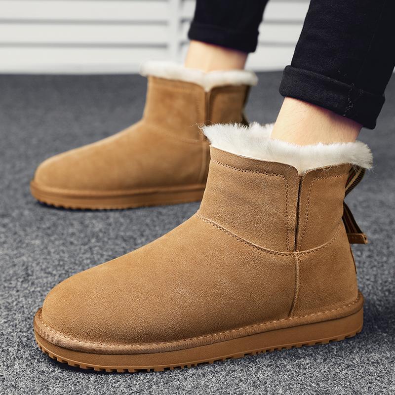 Men's medium tube velvet thermal boots outdoor winter new snow boots cold-proof and non-slip thickened cotton shoes platform men's shoes