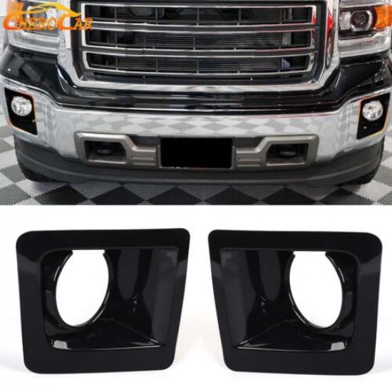 2Pc Front Fog Light Lamp Trim Cover Bezels Decor Garnish For GMC SIERRA 2014-15