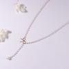 Sweet Bowknot Tassels Pendant Necklace Fashion Pearls Chain Choker Simple Collar Necklace Clavicle Chain Party Jewelry