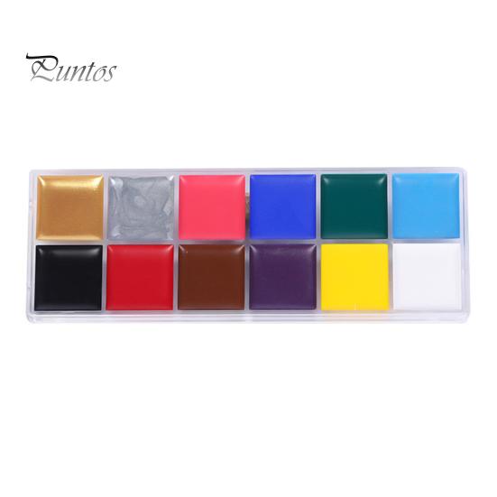 Professional Oil Palette for Face Body 12 Colors Paint Set, Painting Grade Art Makeup Kit Halloween Party, Stage Costume, Cosplay, Festival Waterproof
