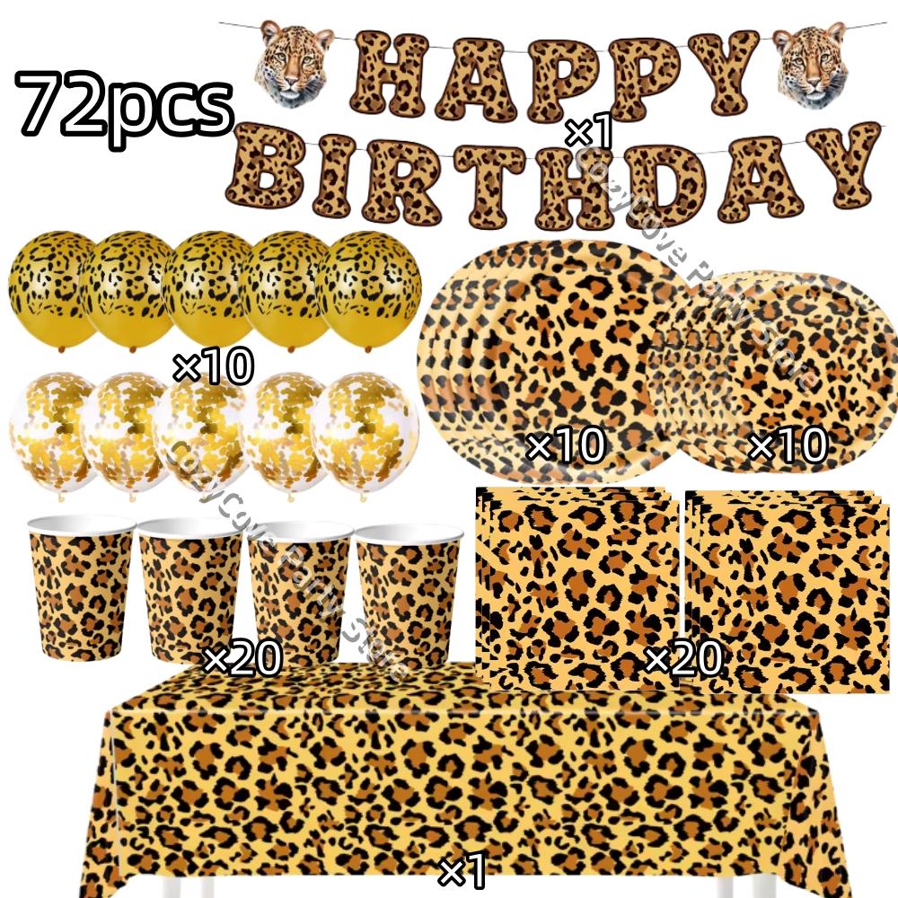 Rosa Leopard Geburtstagsparty Dekoration Tier Leopard Thema Geschirr Becher Teller Banner Ballons Geburtstagsparty Zubehör Geschenke