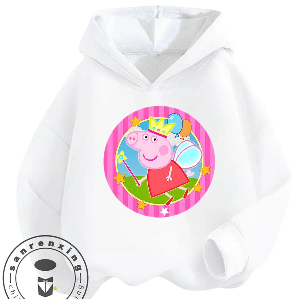 New Design Kids Hoodie Cute Cartoon Print Autumn Winter Casual Hooded Street Wear Peppa Pig Boys Girls