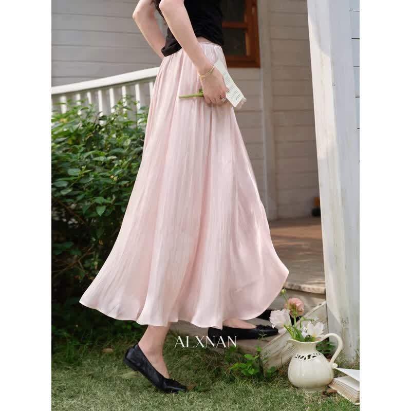 Women s Draped Pink A-line Midi Skirt M