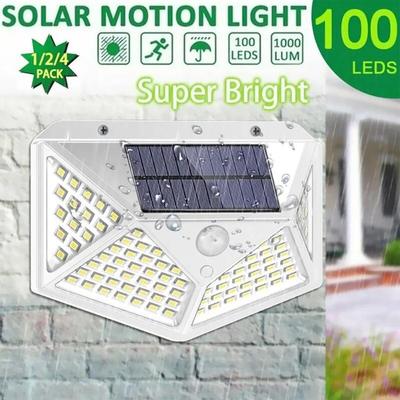 Päikeseenergial töötavad liikumisanduriga välisvalgustid 100 LED-iga, 3 režiimi, 270° valgustusnurk, liikumisanduriga turvavalgustid, IP65 veekindlad seinavalgustid