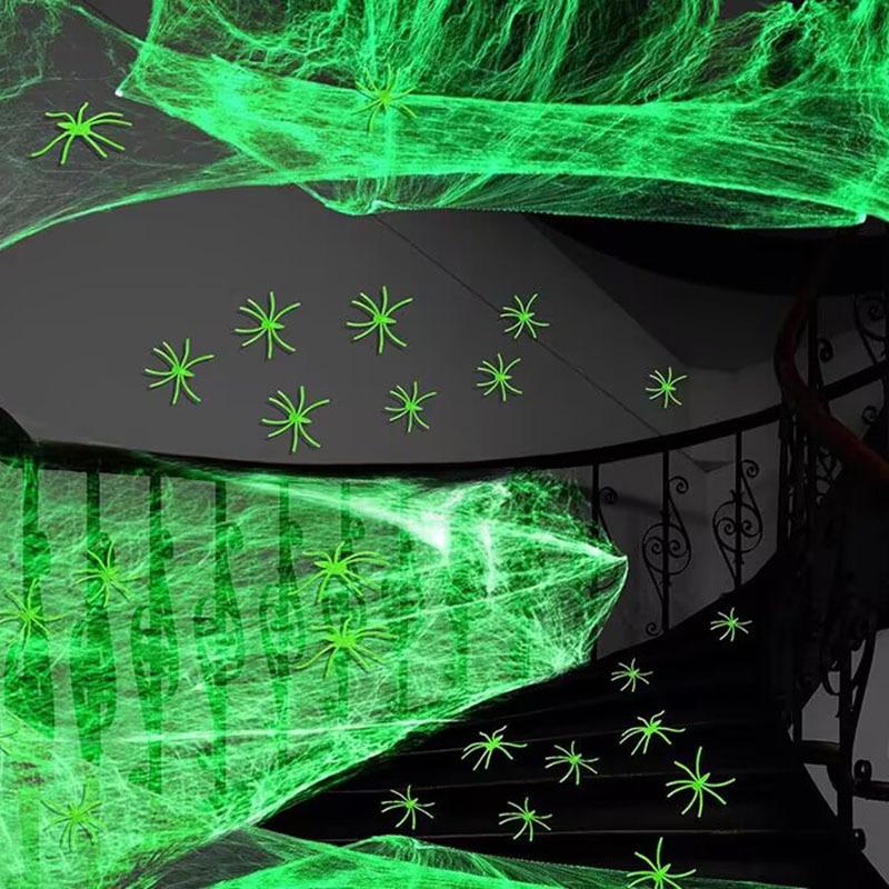 Spider Webs Halloween Decorations with Fake Spiders, Super Stretch Cobwebs for Halloween Indoor and Outdoor Party Sipplies