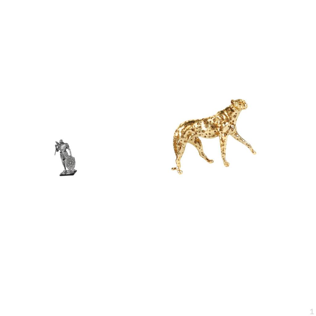 Nordic Knight Resin Figurine Abstract Art Sculpture And Gold Cheetah Animal Tabletop Ornament for