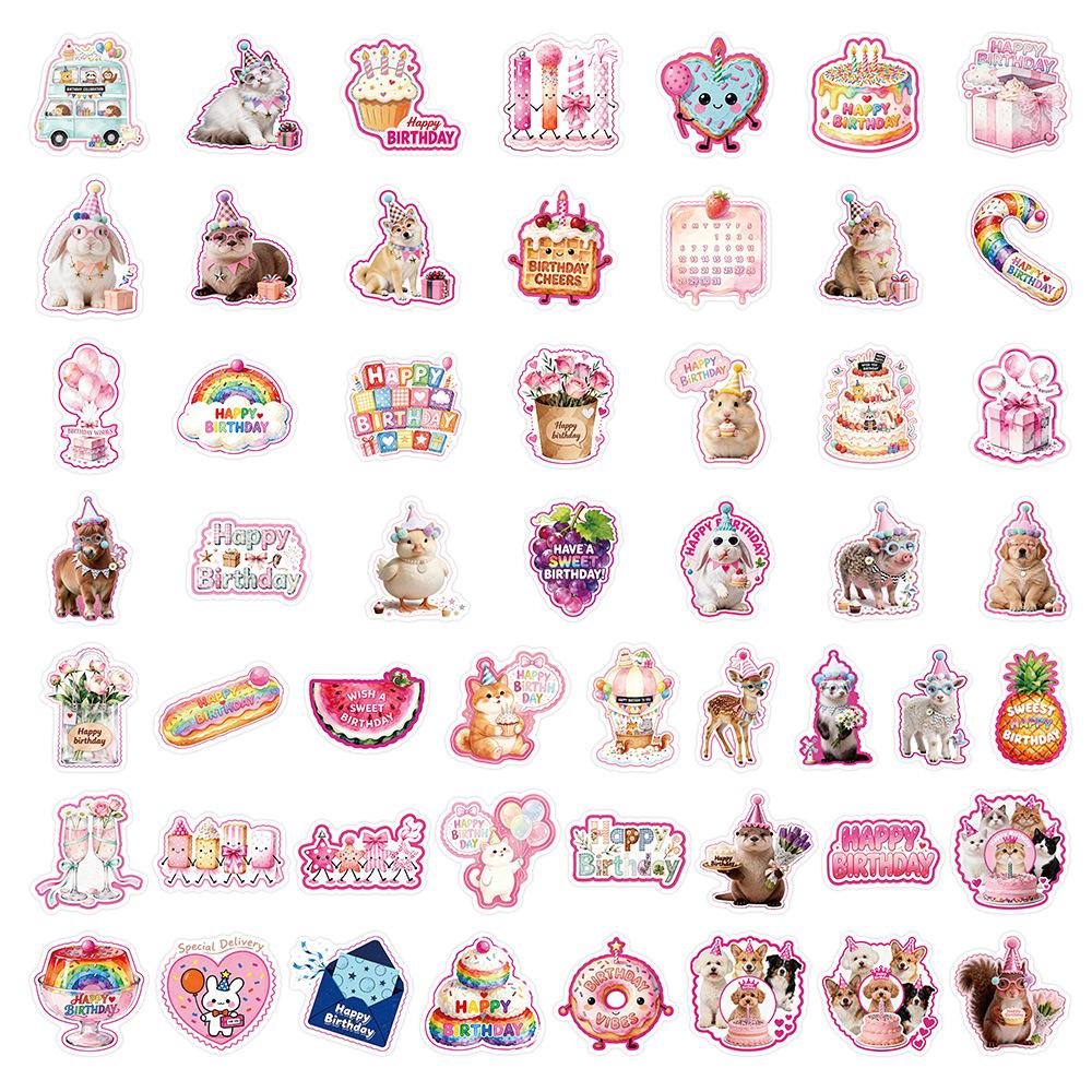 50Pcs Happy Birthday Graffiti Stickers Cute Cartoon Decal Diy Luggage Phone Guitar Scraphbook Waterproof Sticker Classic Kid Toy